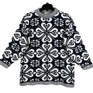 Vintage Carriage Court Sport Crewneck Sweater Women Petite Large Fair Isle Chunk